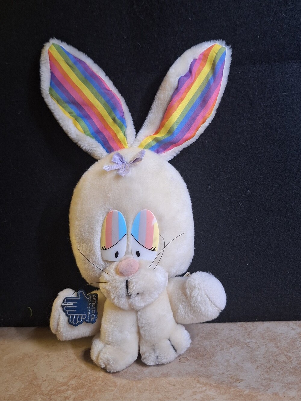 Applause Russ Berrie Vintage 1983 Plush Rabbit 11" Rainbow Ears Original Tag
